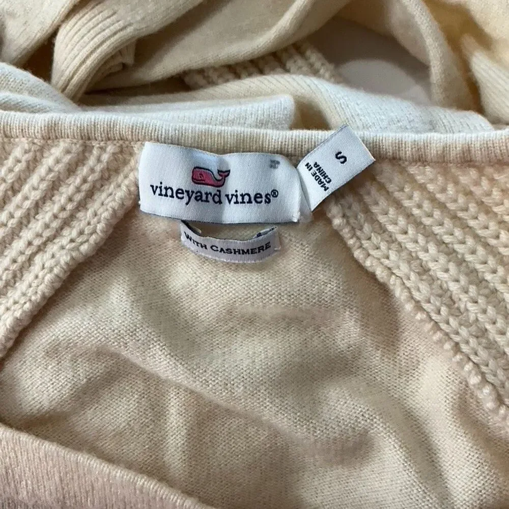 Vineyard Vines Women's Wool Cashmere Knit Square Neck Sweater Cream Small